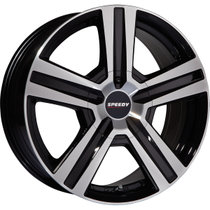 Speedy Liberator 16X7 5X108 Gloss Black Machined Face Wheel & Tyre Package