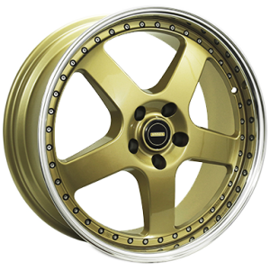 Simmons Fr1 17X7 4X114.3 Gold Polish Lip Wheel & Tyre Package