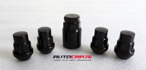 Wheel Lock Nuts – 12x1.25 SHORT BLACK (4 Pieces of Nuts & 1 Socket)