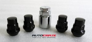 Wheel Lock Nuts – 12x1.5 SHORT BLACK (4 Pieces of Nuts & 1 Socket)