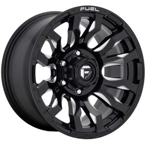 FUEL BLITZ GLOSS BLACK MILLED ACCENTS 17X9 6X139.7