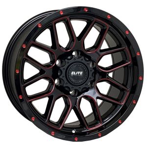 ELITE Off Road Chaos 17x9 6x139.7 Gloss Black Red Tint