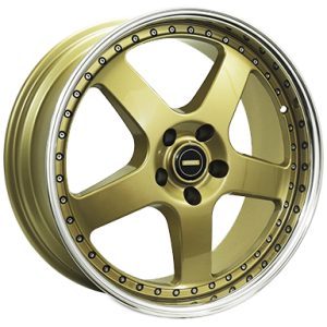 SIMMONS FR1 GOLD POLISH LIP 19X8.5 5X115 Wheel & Tyre Package