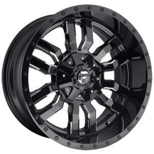 FUEL SLEDGE GLOSS BLACK MILLED ACCENTS 22X9.5 8X165.1