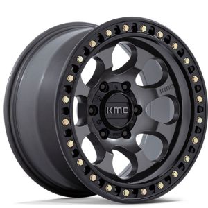 Kmc Riot Sbl Km550 17x8.5 6x139.7 Anthracite Satin Black Lip Wheel & Tyre Package