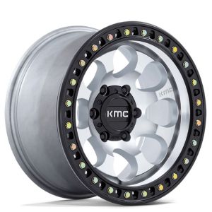 Kmc Riot Sbl Km550 17x8.5 5x127 Machined Satin Black Lip Wheel & Tyre Package