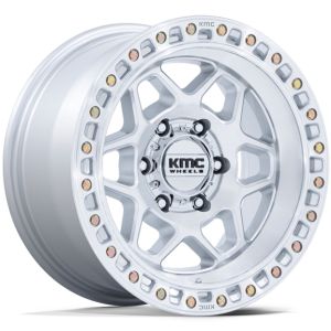 KMC KM553 TORX GLOSS SILVER MACHINED FACE 17X8.5 5X127 Wheel & Tyre Package