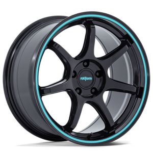 ROTIFORM RC208 BPU GLOSS BLACK TEAL STRIPE 18X8.5 5X100