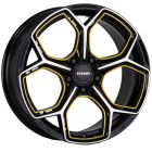 Speedy Allure 16x7 5x114.3 Piano Black Yellow Accents Wheel & Tyre Package