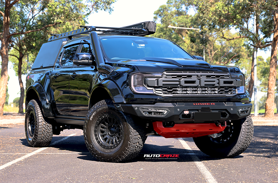 Ford Ranger Raptor Next Gen featuring Fuel Rincon wheels front angle view