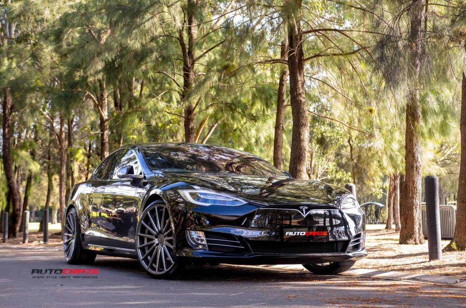 Tesla-Model-S-Vossen-VFS2-rims-gloss-graphite-pirelli-p-zero-tyres-front-shot