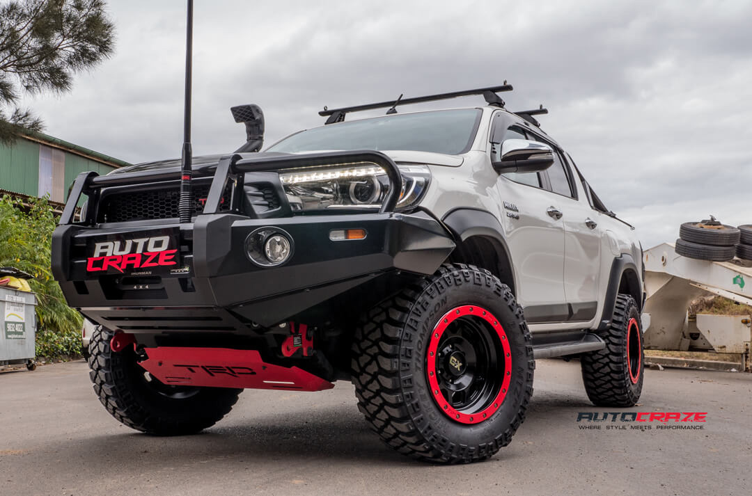 Toyota-Hilux-KMC-XD-RG2-toyota-trd-KMC-Rockstar-alloy-Wheels-Mickey-Thompson-Tyres-Bullbar-Liftkit-Front-Close-Shot-Gallery-February-2018