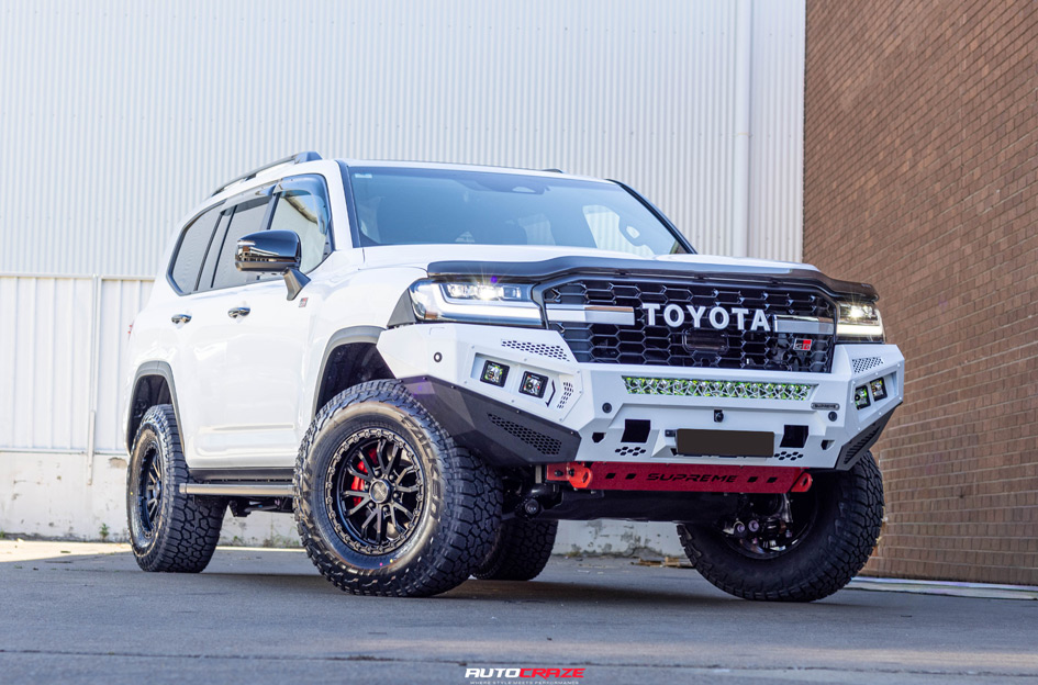 Toyota LC300 Series with Nomad N133 wheels front angle view