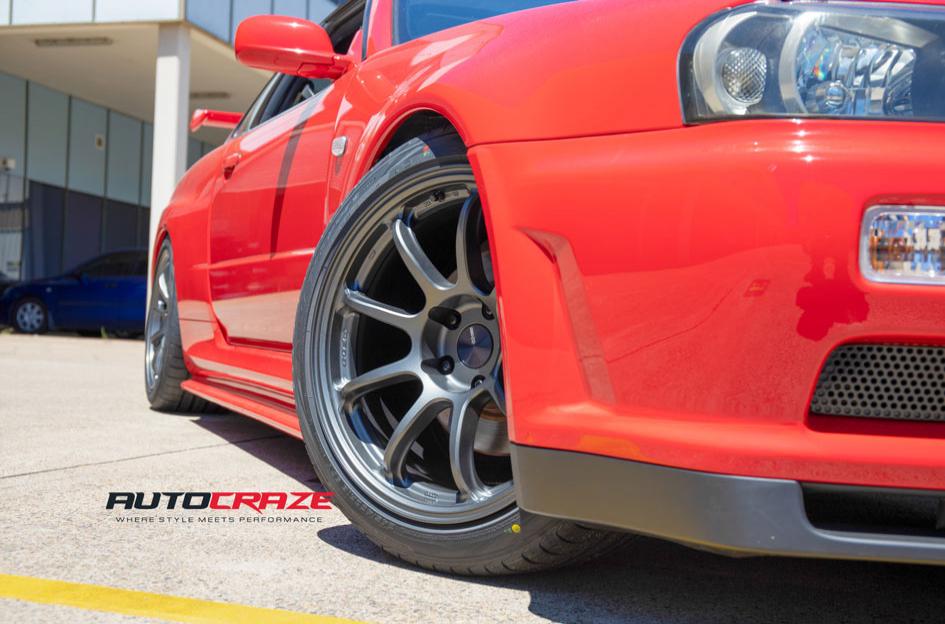NISSAN SKYLINE R34 ENKEI PF09 MATTE DARK GUN METALLIC