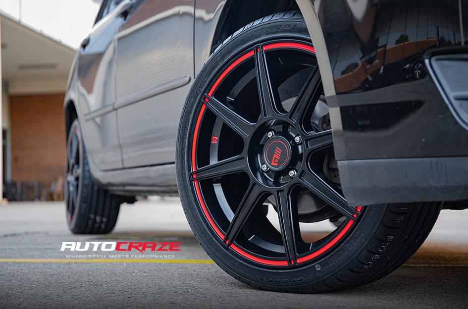 TOYOTA COROLLA MR142 SATIN BLACK W  RED STRIPE