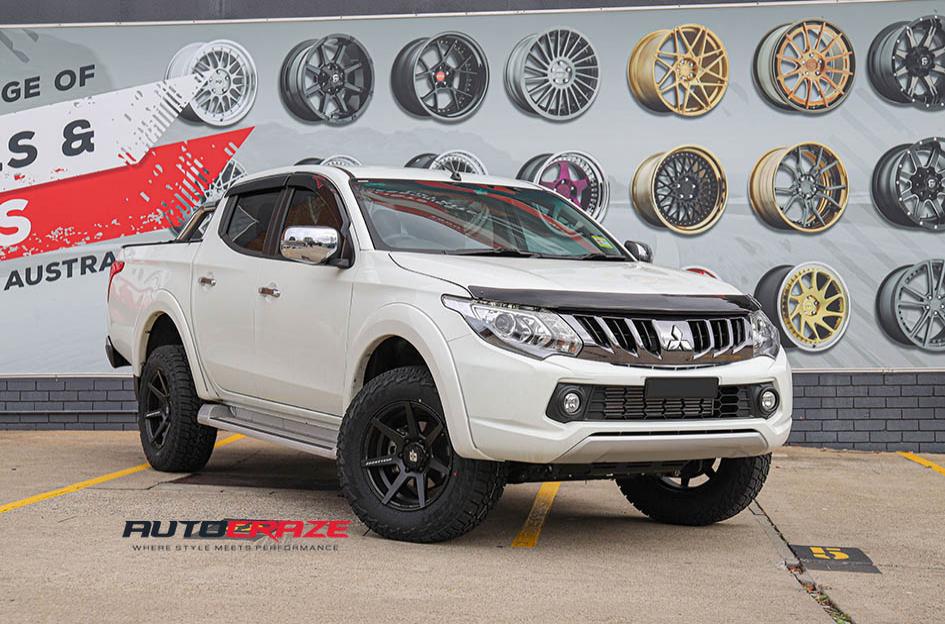 MITSUBISHI TRITON AVALANCHE MATTE BLACK MILLED FONT