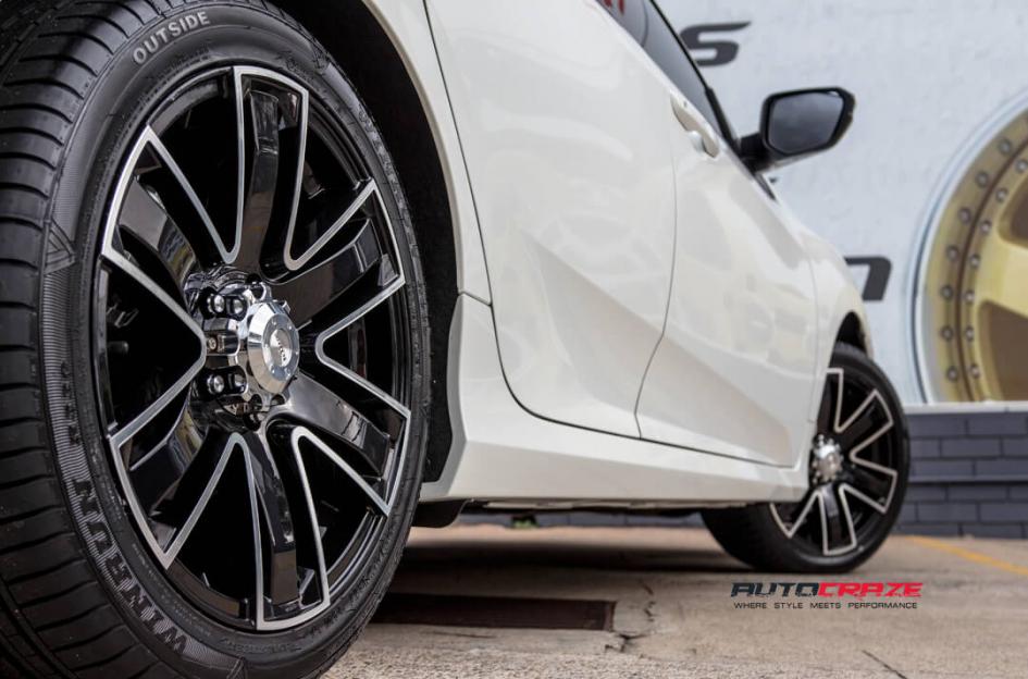 HONDA CIVIC 5 STUD ROK BLACK MACHINED FACE