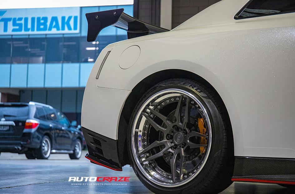 NISSAN GTR R35 FORGED ATTACK 5 MATTE CANDY BLACK POLISHED LIP 