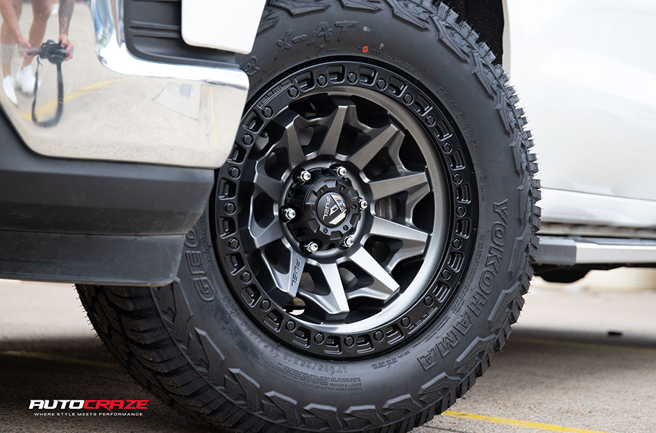 CHEVROLET SILVERADO FUEL COVERT MATTE GUN METAL BLACK RING