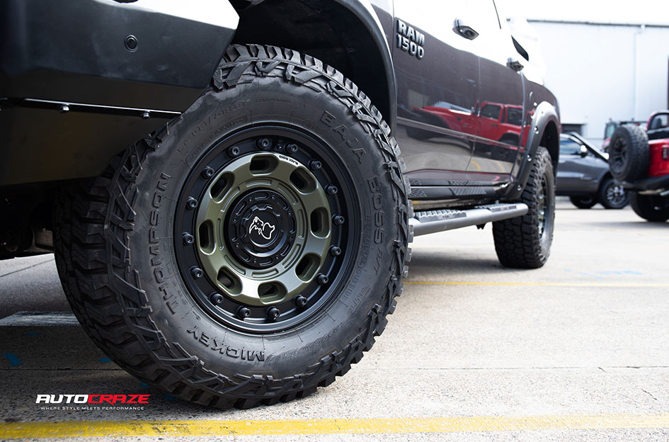 DODGE RAM BLACK RHINO ATLAS OLIVE DRAB GREEN W/ BLACK LIP