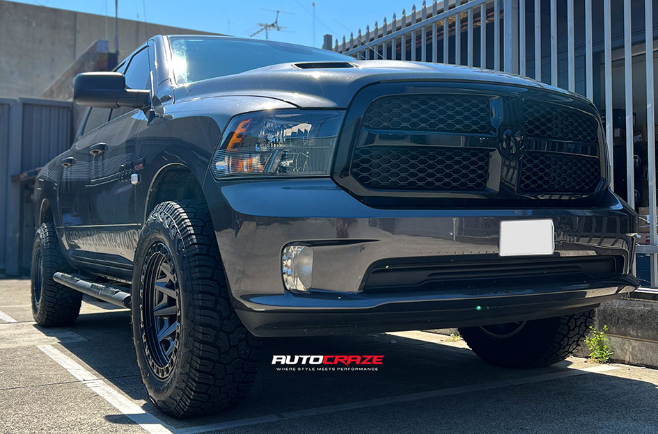 DODGE RAM FUEL COVERT MATTE GUN METAL BLACK RING