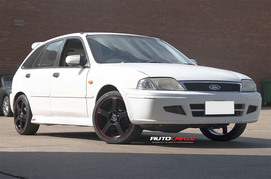 FORD LASER MOTEGI MR116 MATTE BLACK RED STRIPE