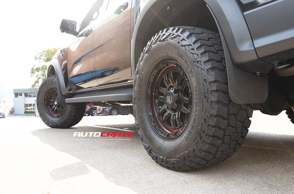 FORD RANGER RAPTOR NEXT GEN AXR PREDATOR 6 SATIN BLACK RED STRIPE