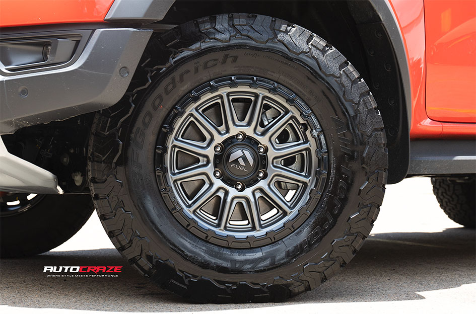 FORD RANGER RAPTOR NEXT GEN FUEL PISTON MATTE GUNMETAL W/ GLOSS BLACK LIP