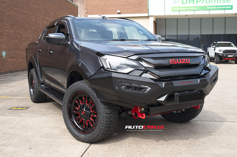 ISUZU DMAX FUEL STROKE GLOSS BLACK RED TINT