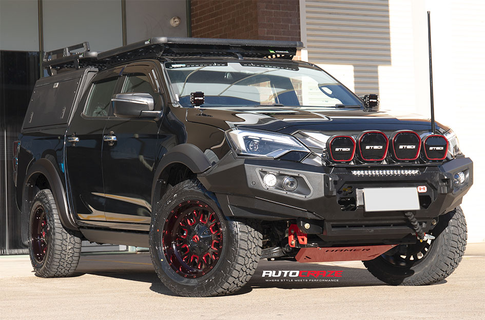 ISUZU DMAX FUEL STROKE GLOSS BLACK RED TINT