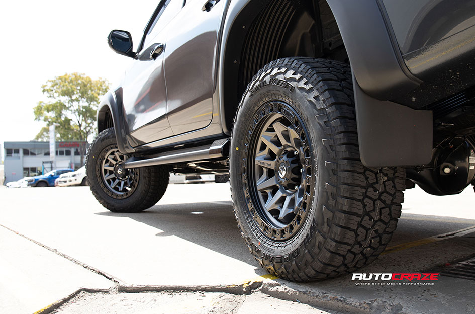 MITSUBISHI TRITON FUEL COVERT MATTE GUN METAL BLACK RING