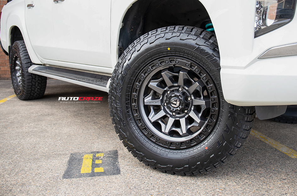 MITSUBISHI TRITON FUEL COVERT MATTE GUN METAL BLACK RING