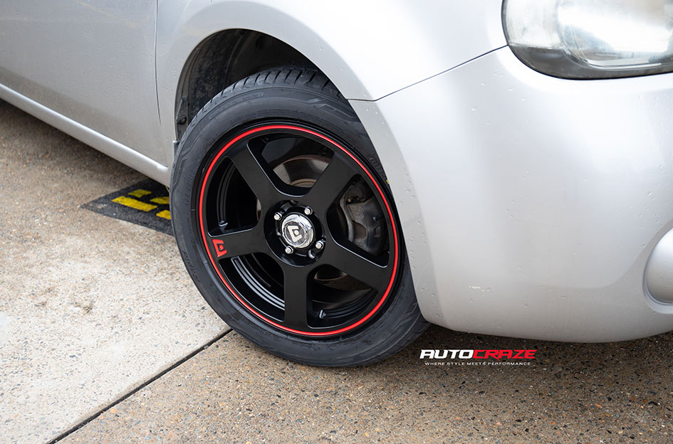 NISSAN CUBE MOTEGI MR116 MATTE BLACK RED STRIPE