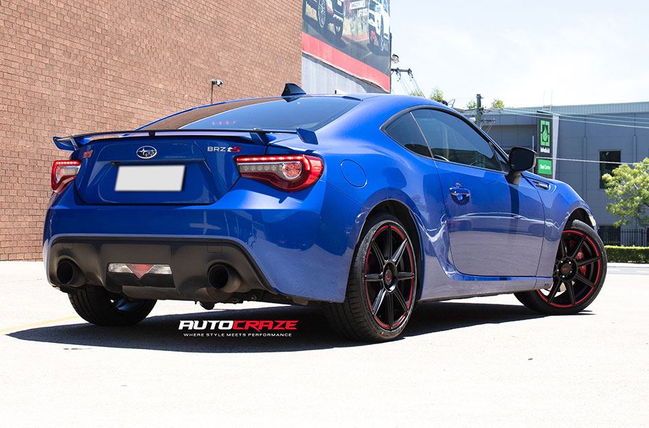 SUBARU BRZ MOTEGI MR142 SATIN BLACK WITH RED STRIPE