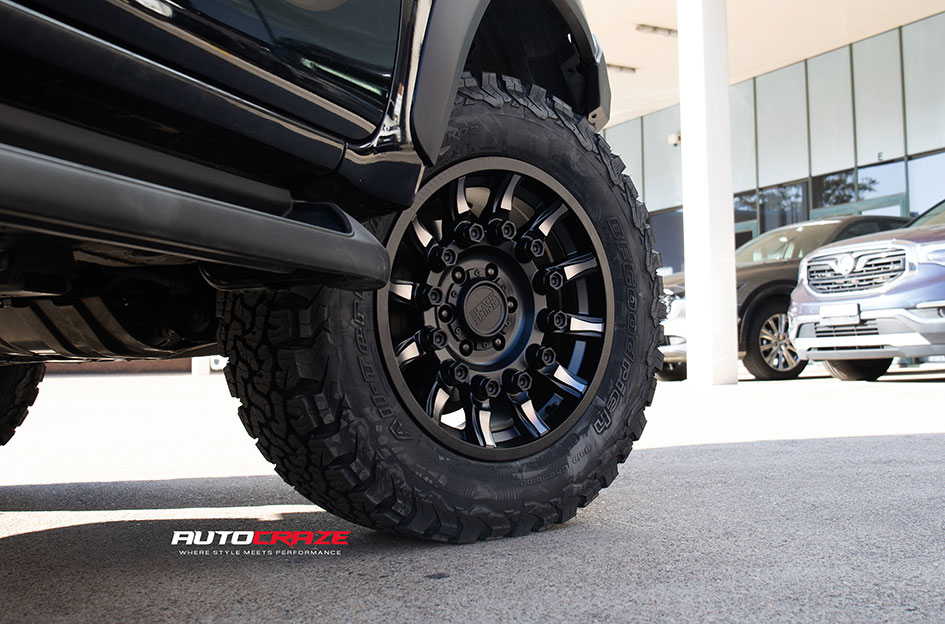 TOYOTA HILUX BLACK RHINO MISSION MATTE BLACK MACHINED TINTED SPOKES
