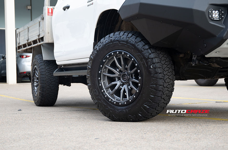 TOYOTA HILUX FUEL REBEL 6 MATTE GUNMETAL BLACK RING 