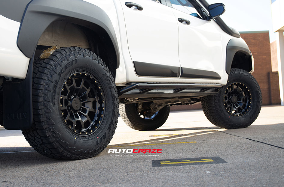 TOYOTA HILUX RUGGED X KMC SUMMIT SATIN BLACK