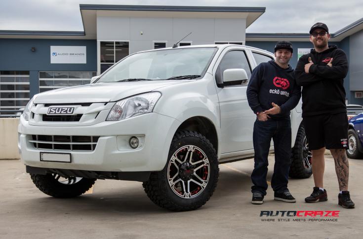 ISUZU DMAX T01 GLOSS BLACK MACHINED FACE WITH RED INSERTS