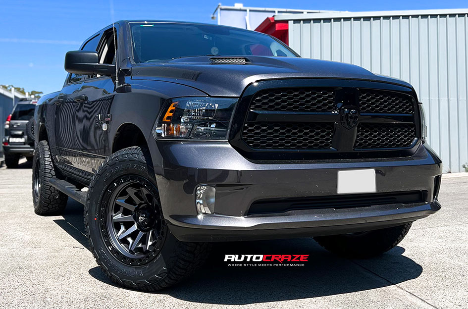 DODGE RAM FUEL COVERT MATTE GUN METAL BLACK RING