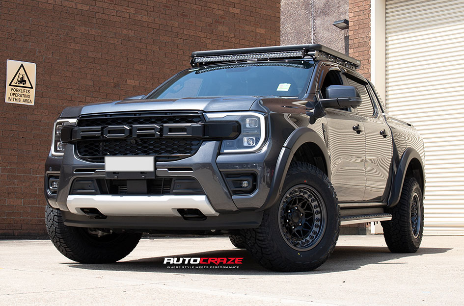 FORD RANGER NEXT GEN BLACK RHINO ALPHA MATTE BLACK W/ GUNMETAL LIP