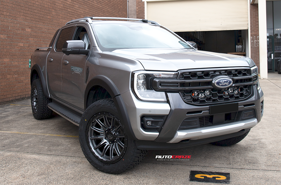 FORD RANGER NEXT GEN FUEL PISTON MATTE GUNMETAL W/ GLOSS BLACK LIP