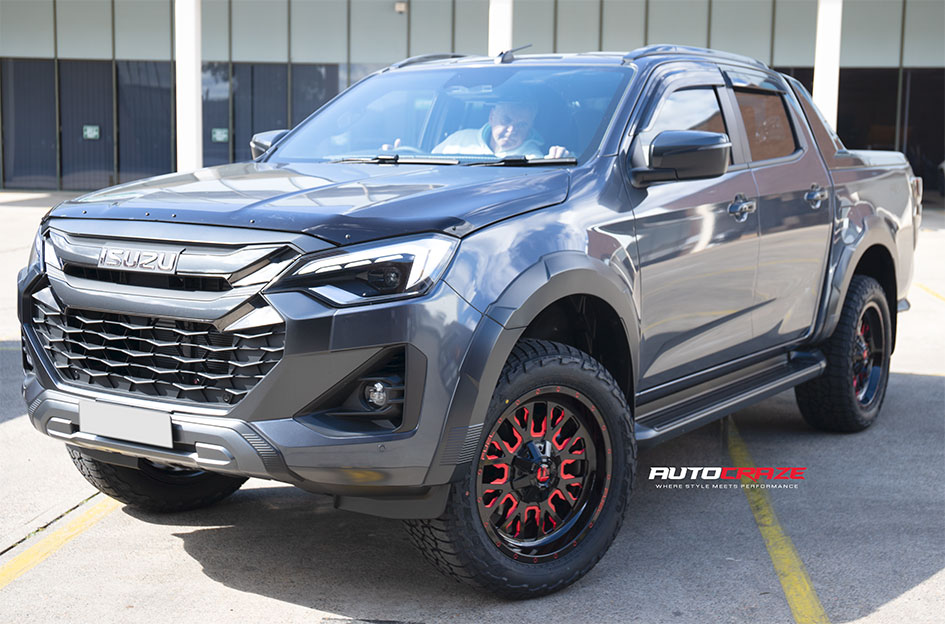 ISUZU DMAX FUEL STROKE GLOSS BLACK RED TINT