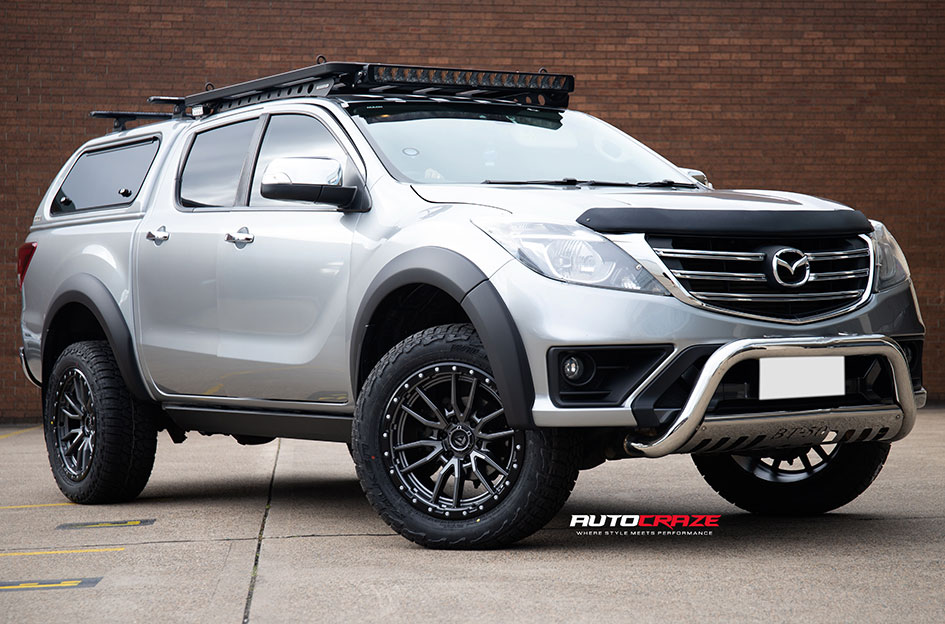 MAZDA BT-50 FUEL REBEL 6 MATTE GUNMETAL BLACK RING 