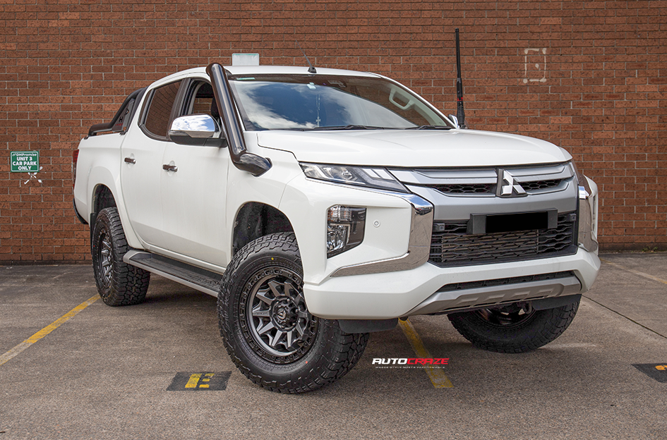 MITSUBISHI TRITON FUEL COVERT MATTE GUN METAL BLACK RING