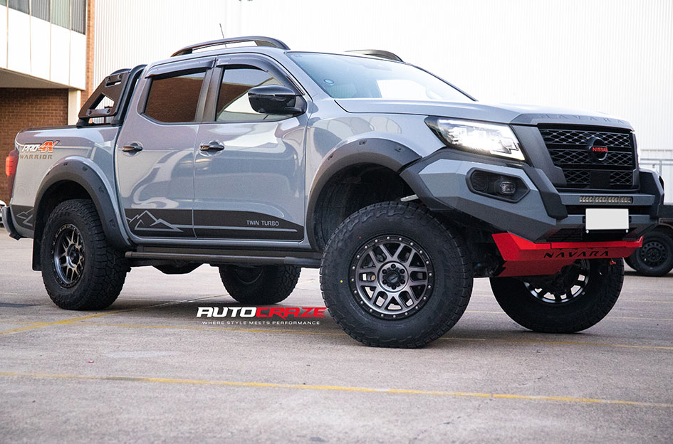 NISSAN NAVARA KMC MESA KM544 SATIN BLACK W/ GRAY TINT