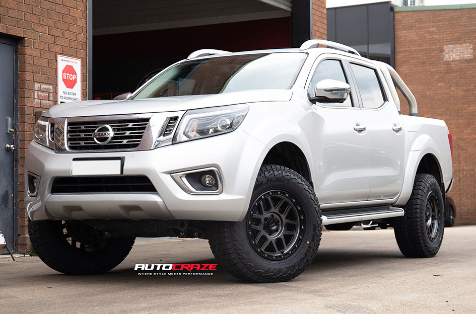 NISSAN NAVARA KMC MESA KM544 SATIN BLACK W/ GRAY TINT