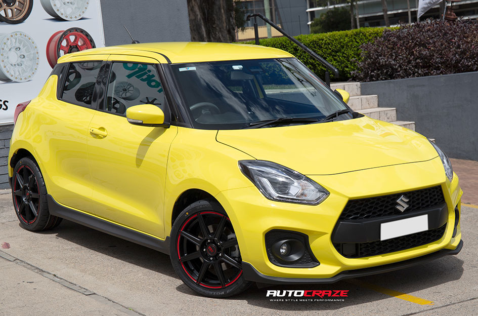 SUZUKI SWIFT MOTEGI MR142 SATIN BLACK WITH RED STRIPE