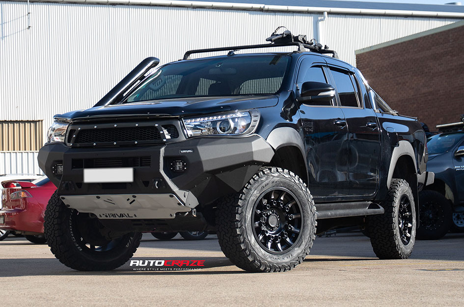 TOYOTA HILUX BLACK RHINO MISSION MATTE BLACK MACHINED TINTED SPOKES