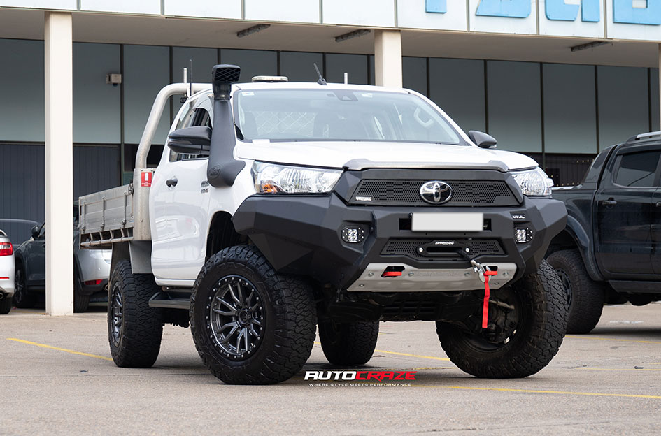 TOYOTA HILUX FUEL REBEL 6 MATTE GUNMETAL BLACK RING 