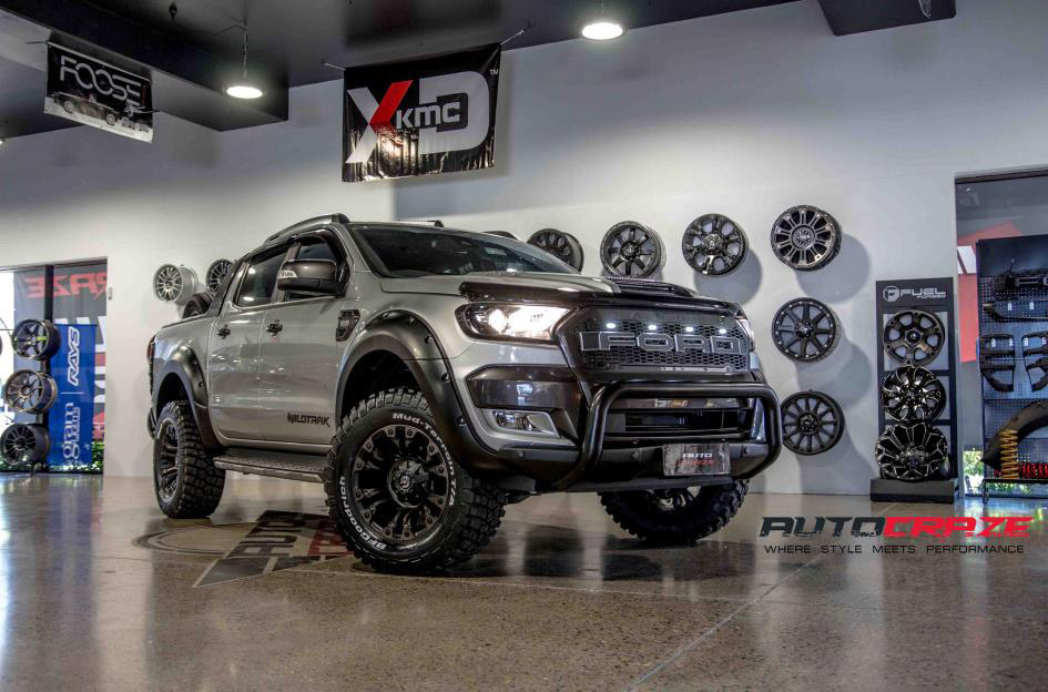 Armed Ready Ford Ranger Fuel Vapor wheels Black Machined Dark Tint BF Goodrich Tyres front shot